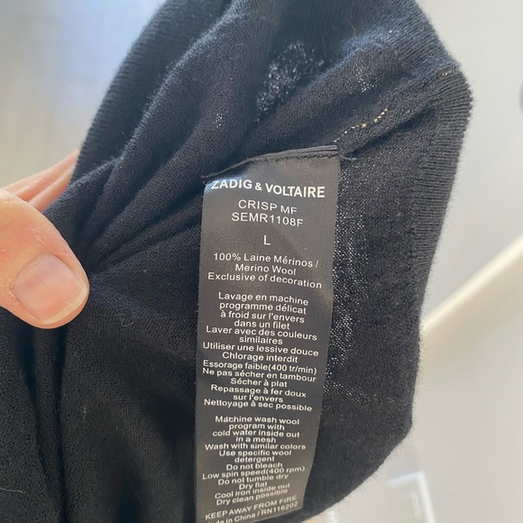 Zadig & Voltaire Size L black sweater with gold thread trim - Picture 4 of 5